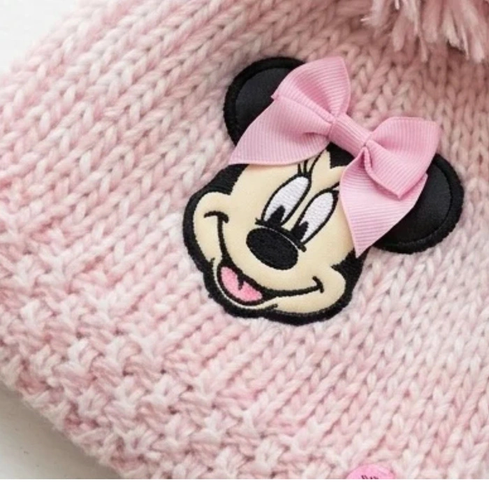 Komplet czapka rękawiczki Disney Myszka Minnie zimowa fioletowy dla dziewczynki