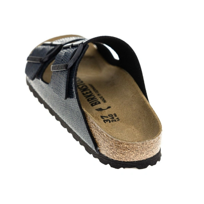 Klapki damskie Birkenstock Arizona BS birko-flor ze skórzaną wkładką granatowe r. 41