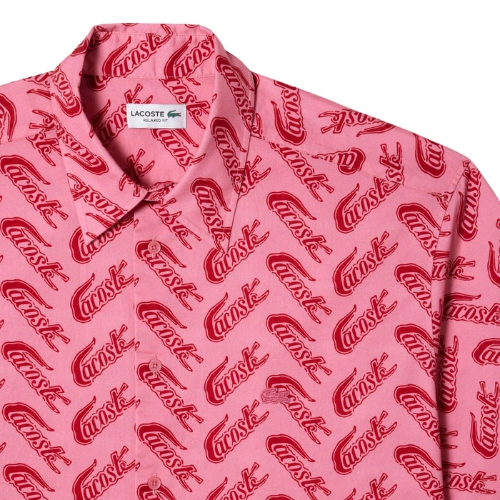 Koszula męska Lacoste Relaxed Fit z krótkim rękawem różowa r. XXL