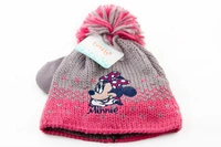 Komplet czapka rękawiczki Disney Minnie dla dziewczynki zimowy szaro różowa r. 50