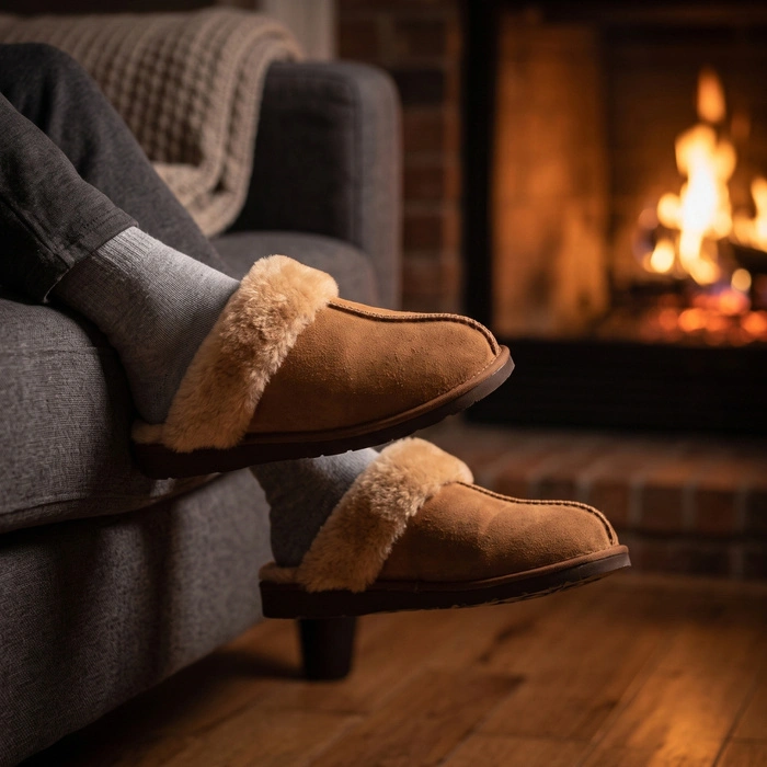 Kapcie damskie IRE SHOES ze skóry owczej naturalny kożuch futro ciepłe ręcznie szyte r. 39