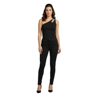 Top damski Guess asymetryczny z zamkiem czarny