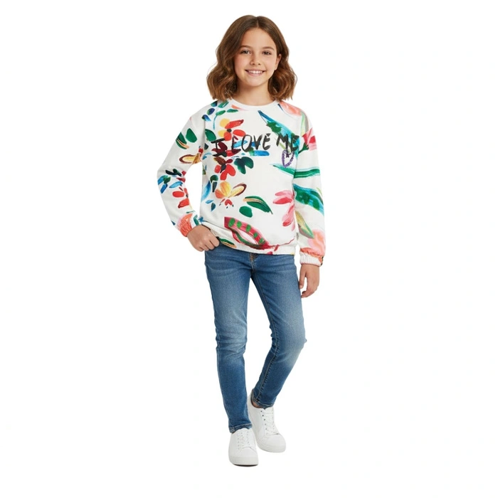 Bluza dziewczęca Desigual Lia biała w kwiaty r. 158