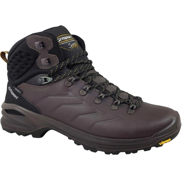 Buty damskie Grisport Vibram trekkingowe skórzane wysokie brązowo czarne
