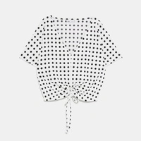 Bluzka damska Zara biała w grochy crop top