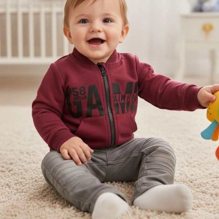 Bluza chłopięca Chicco bawełniana bordowa zasuwana