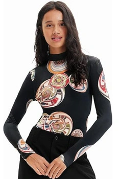 Body damski Desigual Pacs czarne z długim rekawem r. XS