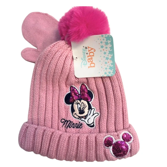 Komplet czapka rękawiczki Disney Minnie dla dziewczynki zimowy