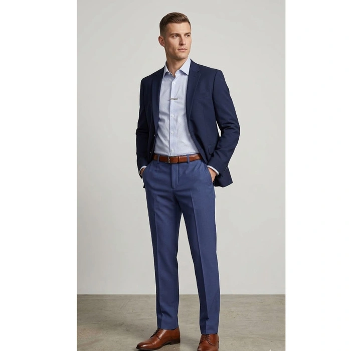 Spodnie męskie Calvin Klein garniturowe wełniane w kant fitted r. S