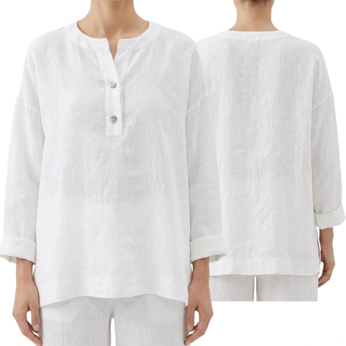Bluzka damska Zara biała lniana letnia oversize