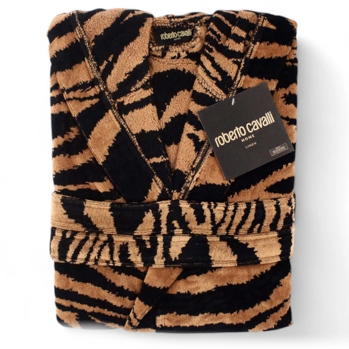 Ekskluzywny szlafrok unisex Roberto Cavalli Zebra Cappuccio r. S/M