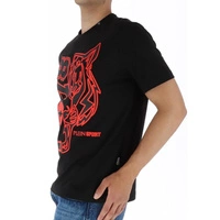 Koszulka męska Plein Sport t-shirt czarny z nadrukiem czerwonym