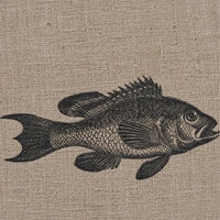 Serwetka Frohstoff Barsch beżowa lniana z nadrukiem okonia 45 x 45 cm