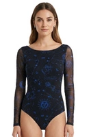 Body damski Desigual Gaua eleganckie czarne z astrologiczną grafiką r. S