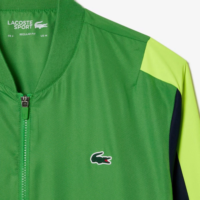 Kompletny męski dres Lacoste Sport spodnie + kurtka zielony r. XS