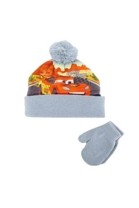Komplet czapka rękawiczki Disney Mc Queen dla chłopca zimowy niebieska r. 50