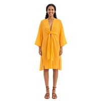 Narzutka damska Zara plażowa żółta kimono wiązana r. S/M