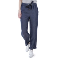 Spodnie damskie Emporio Armani materiałowe niebieskie