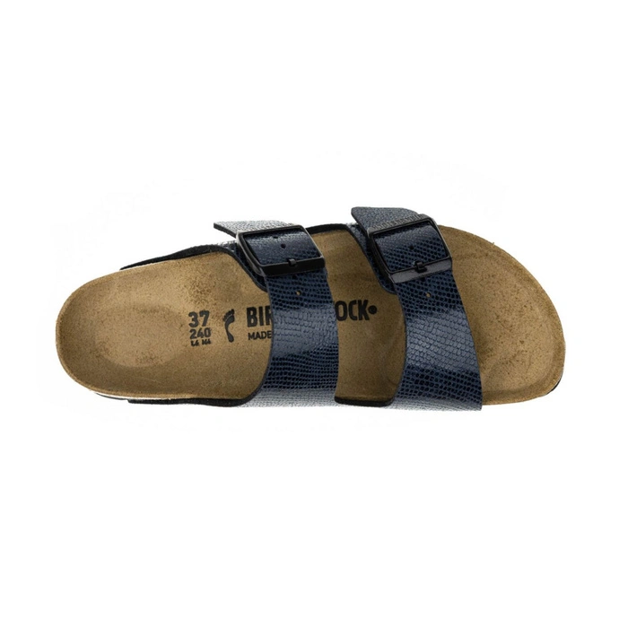 Klapki damskie Birkenstock Arizona BS birko-flor ze skórzaną wkładką granatowe r. 40