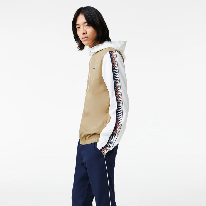 Kompletny męski Lacoste Sport spodnie + kurtka granatowo-beżowy r. XS