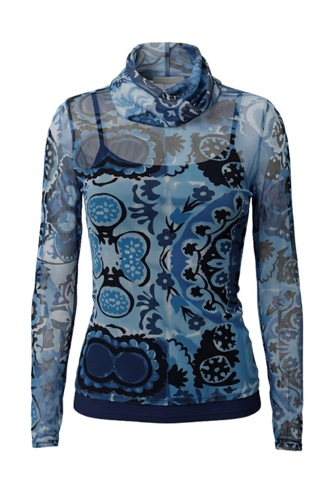 Bluzka damska Desigual Fiona siateczka dopasowana niebieska r. M