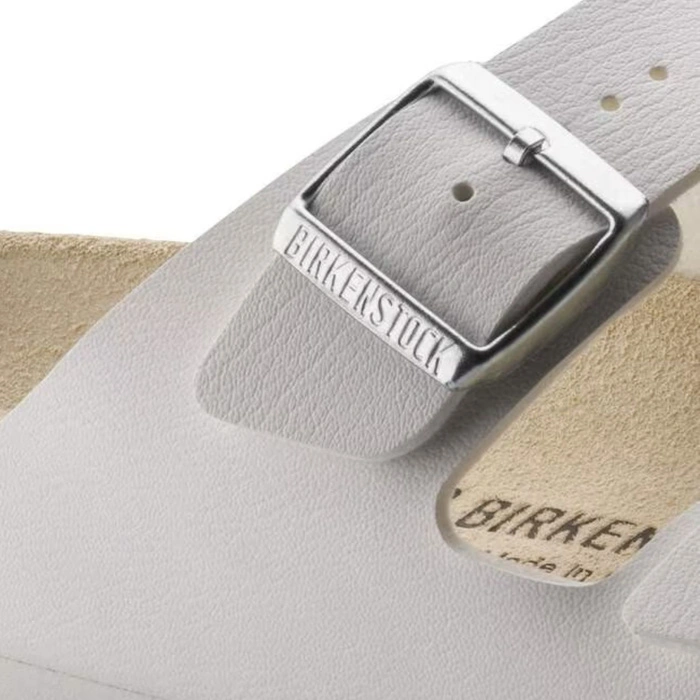 Klapki męskie Birkenstock Arizona skórzane Birko-flor regular białe r. 47