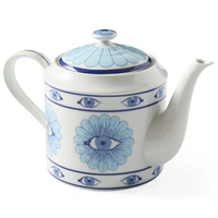 Imbryk dzbanek do herbaty Jonathan Adler Druggist porcelanowy biało-niebieski
