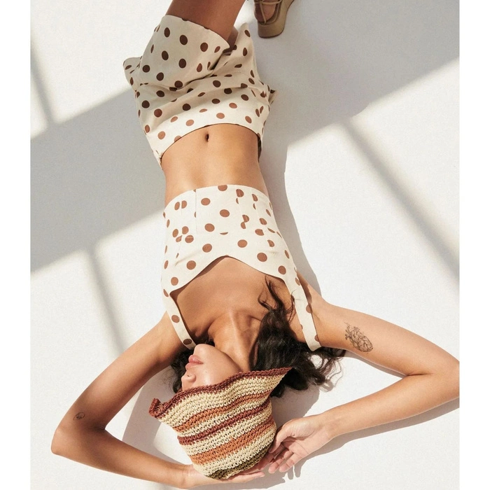 Spódnica spodenki damskie Zara mini kremowa w grochy r. XS