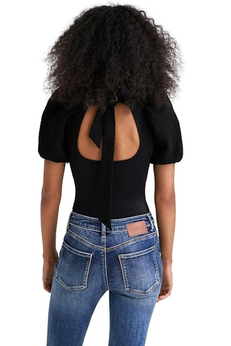 Body damski Desigual Yass eleganckie czarne gofrowane
