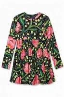 Sukienka dziewczęca Desigual Opala czarna w kwiaty r. 98