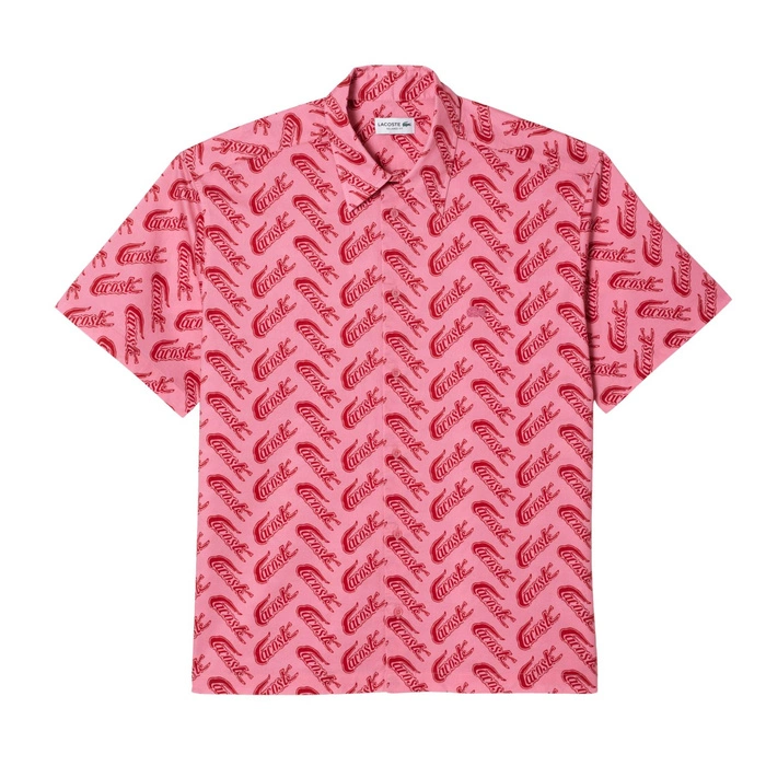 Koszula męska Lacoste Relaxed Fit z krótkim rękawem różowa r. XXL