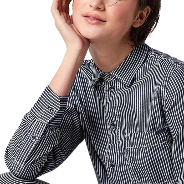 Kombinezon damski Pepe Jeans Cara granatowy w paski koszulowy fason