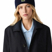 Płaszcz unisex Lacoste Wool Blend klasyczny prosty granatowy r. S