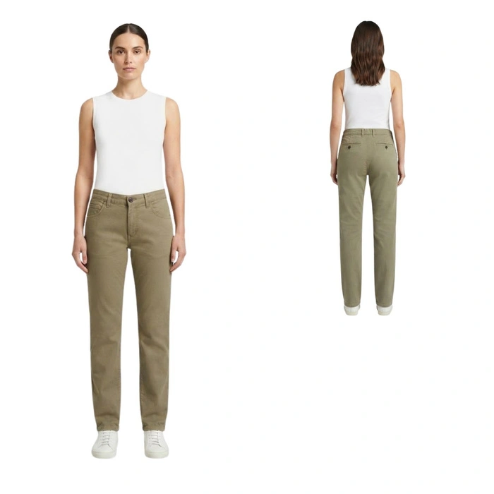 Spodnie damskie Zara chinos bawełniane khaki r.S