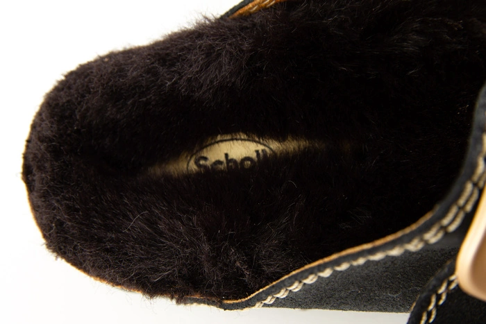 Klapki damskie Scholl Noelle Vintage czarne z futerkiem r. 37