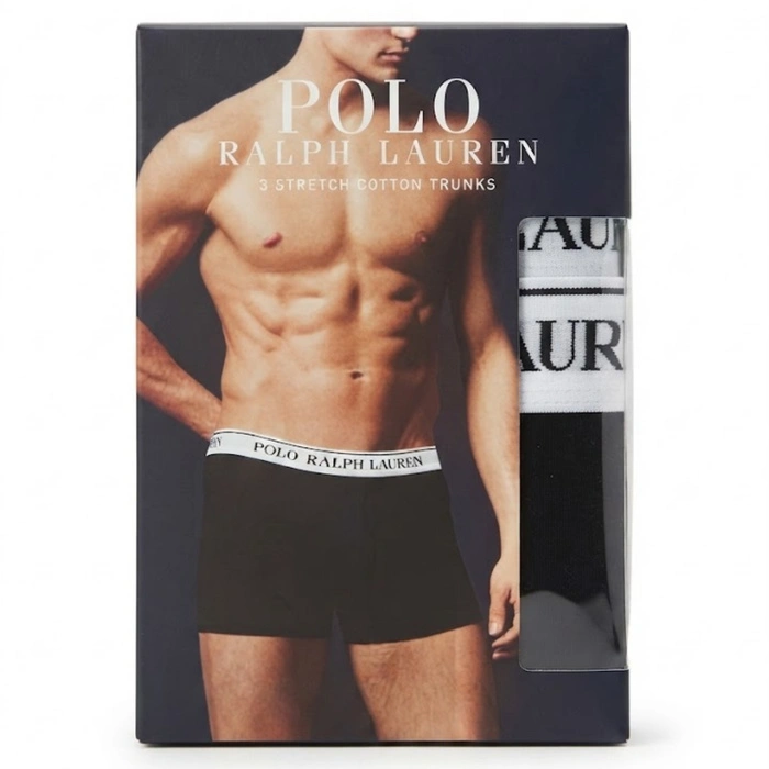 Bokserki męskie Polo Ralph Lauren 3-pak czarne z białą gumką r. M