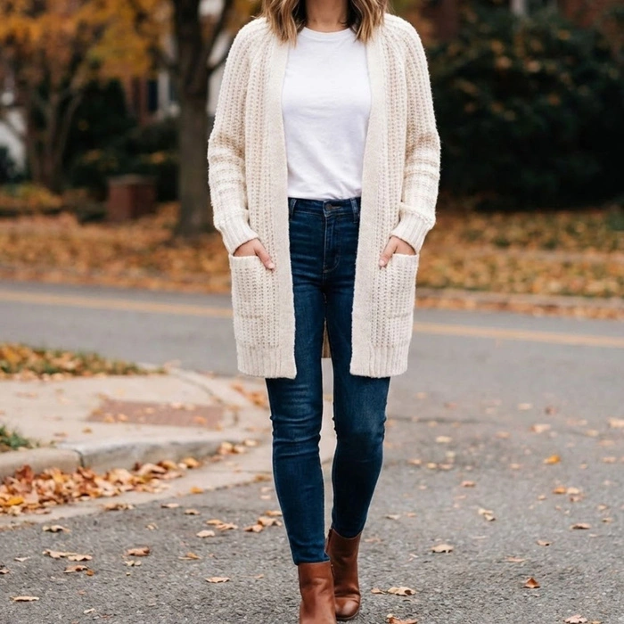 Sweter damski Zara Knitted kremowy kardigan