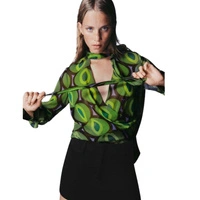Bluzka damska Zara krótka zielona satynowa r. XL