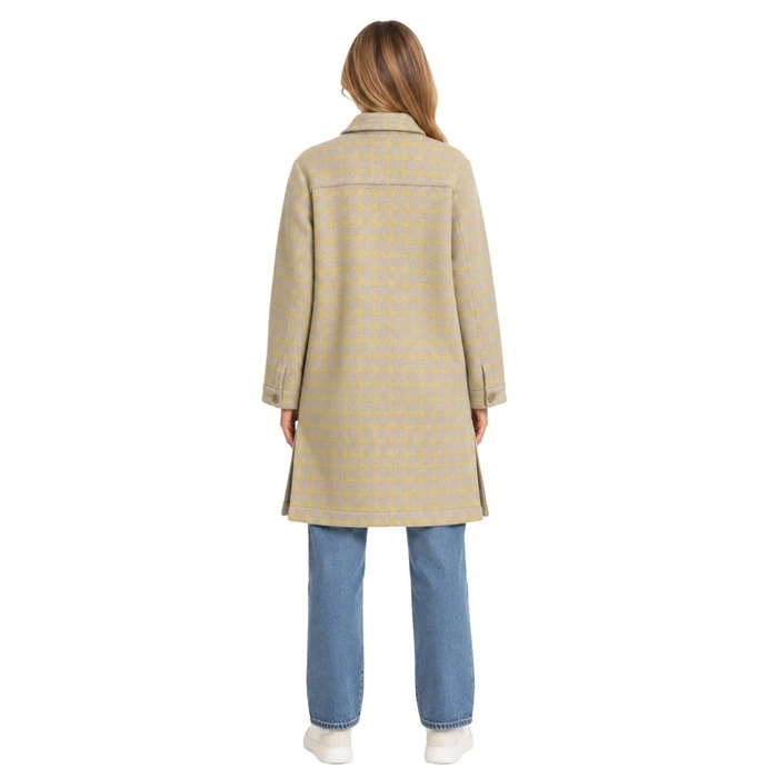 Płaszcz damski Minimum Fashion w kratę beżowy r. S