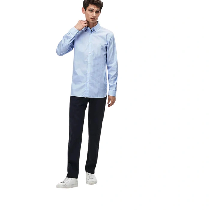 Koszula męska Lacoste Slim Fit Poplin Shirt wzorzysta niebieska r. S/M