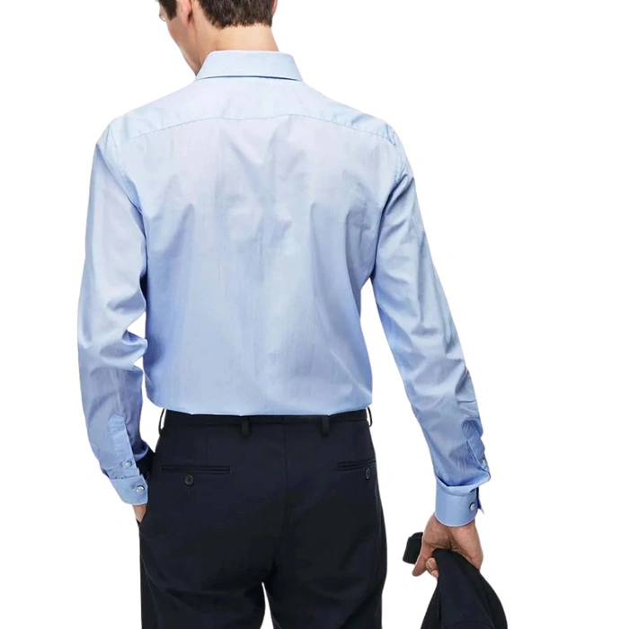 Koszula męska Lacoste Slim Fit Poplin Shirt wzorzysta niebieska r. S/M