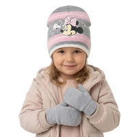 Komplet czapka rękawiczki Disney Myszka Minnie zimowa szary dla dziewczynki r. 48