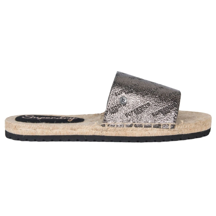Klapki damskie Superdry Maya Espardille wsuwane metaliczne r. 39