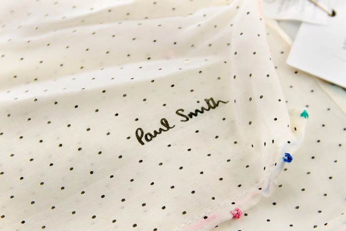 Szalik unisex Paul Smith Knot Pin Dot bawełniany jedwabny ecru w kropki