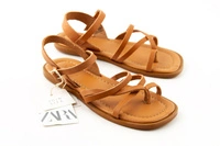 Sandały dziewczęce ZARA Kids skórzane brązowe wygodne
