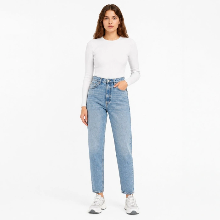 Spodnie damskie Zara Classic Mom Fit jeansy niebieskie r. 42