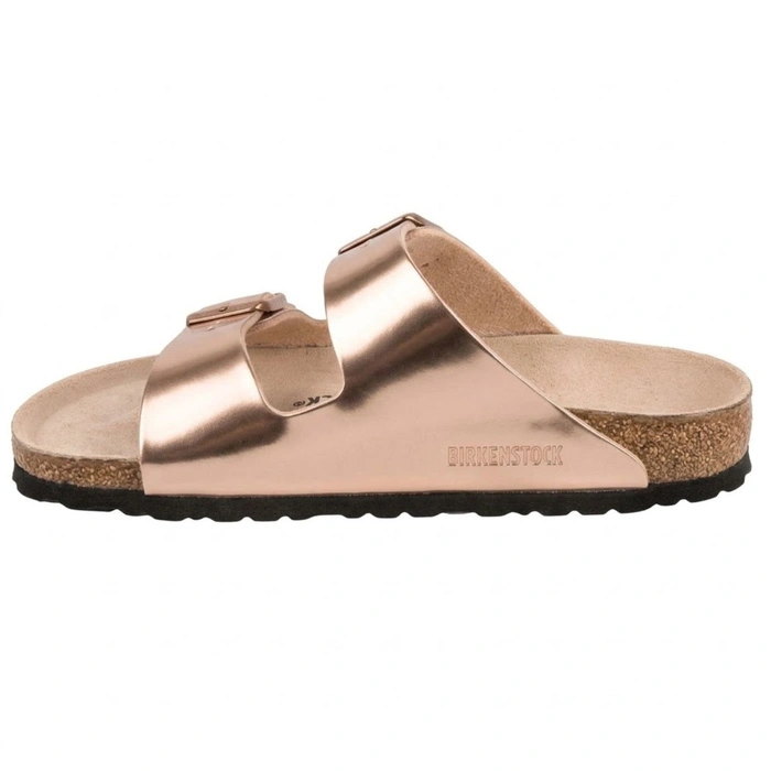 Klapki damskie Birkenstock Arizona BS narrow birko-flor różowo-złote r. 40