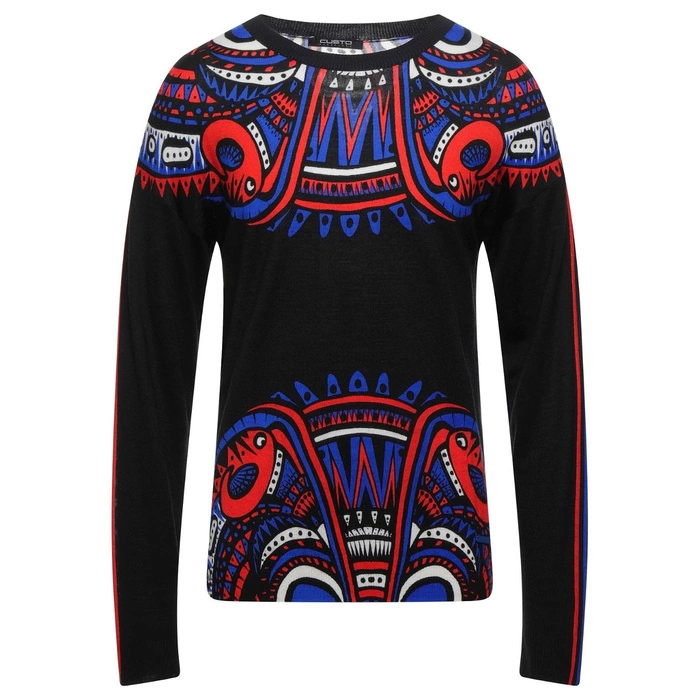 Sweter męski Custo Barcelona wełniany czarny z etnicznym wzorem r. M