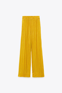 Spodnie damskie Zara żółte marszczone 